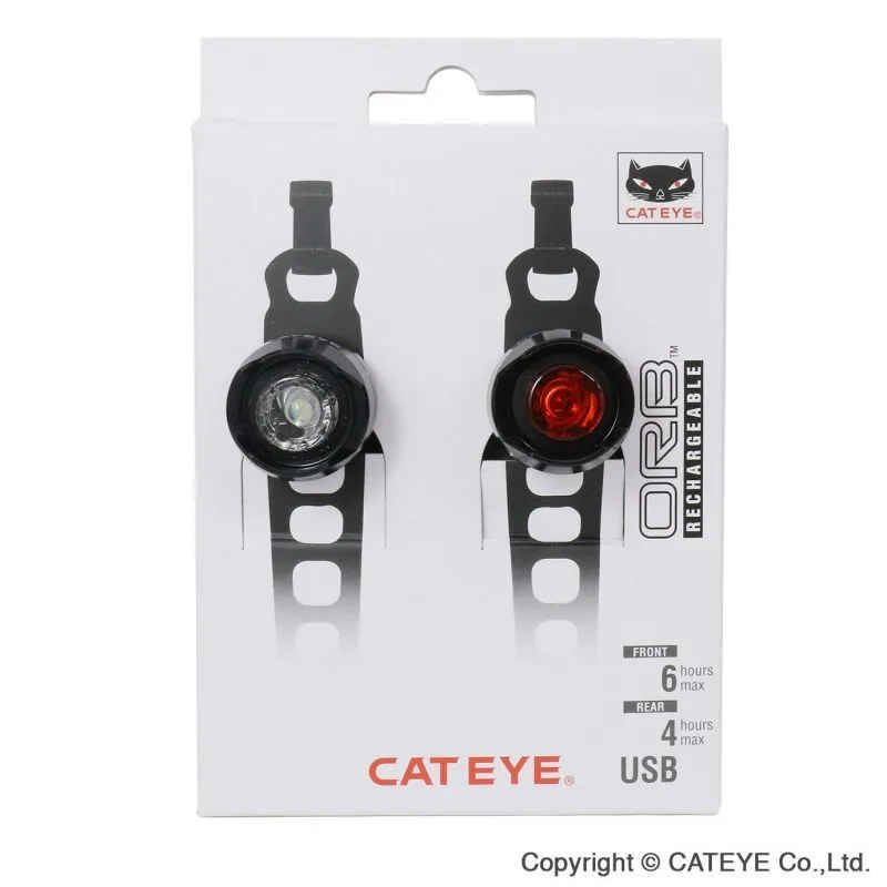 Cateye  Orb Rechargeable F/R Seat Polished Black - Set Luci bici